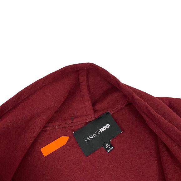 Fashion Nova Blazer Womens Medium Red Waterfall Belted Jacket Office Casual Fall - Picture 6 of 11